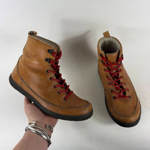 L.L. Bean Ankle Boots Women's 8 Brown Leather Lace-Up Round Toe Athletic Shoes - Picture 1 of 10